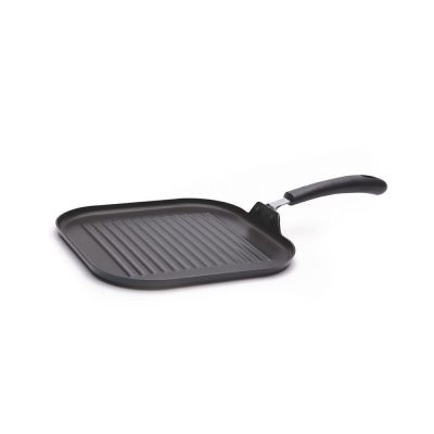Plancha Acanalada Cuadrada Antiadherente de Aluminio 28 x 28 cm Negra