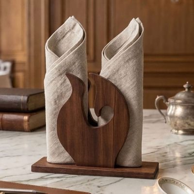 Servilletero Decorativo de Madera Estilo Flama