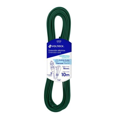 Extensión Eléctrica de 10 Metros con Calibre 16 Awg en Color Verde