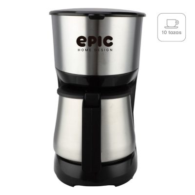 Cafetera con Jarra de Acero Inoxidable para 10 Tazas Color Plateado