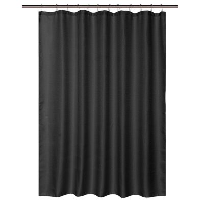Set de Cortina para Baño con Liner y Ganchos 14 Piezas Diseño Texturizado Color Negro