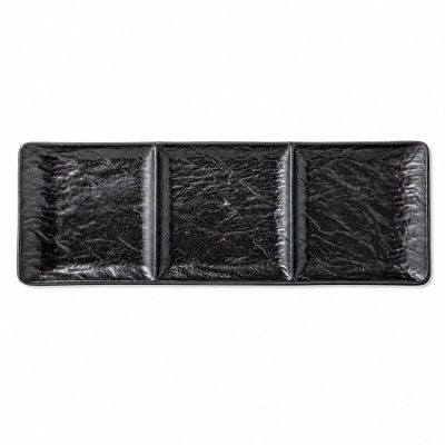Bandeja Slate de 41 Cm con 3 Divisiones para Servir Color Negro