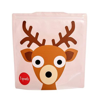 Sandwichera Reutilizable y Resellable Diseño de Venado de 19 Cm Color Rosado