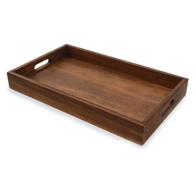 Azafate Rectangular de Madera con Asas Color Café