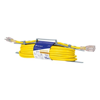 Extensión Eléctrica Industrial de 15 Metros Calibre 14 AWG en Color Amarilla