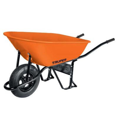 Carretilla de Metal Naranja Llanta Neumática Reforzada 8 Pies³