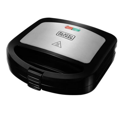 Sandwichera Tipo Grill de Doble Placa Antiadherente Color Negro con Plateado