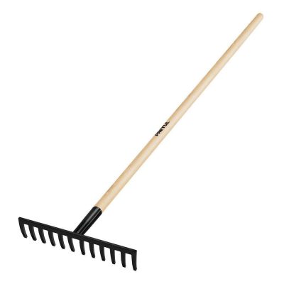 Rastrillo de Jardín Metálico de 12 Dientes con Mango de Madera 48 Plg para Jardinería