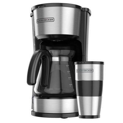 Cafetera 4 en 1 con Vaso Térmico para 5 Tazas Color Plateado con Negro