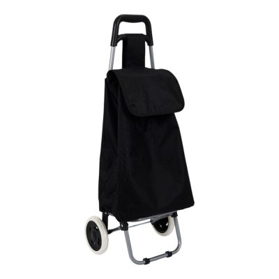 Carretilla de Compras Plegable 38.7 L de Acero con Bolsa de Poliéster Color Negro