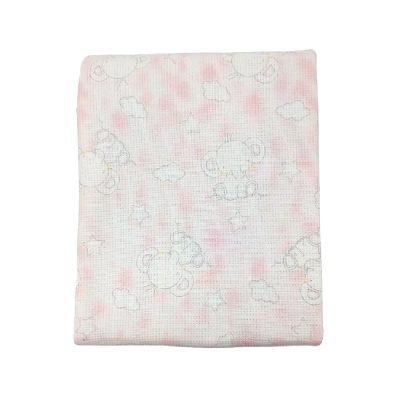 Frazada Waffle para Bebé con Diseño Elefante Rosado 75 x 100 Cm