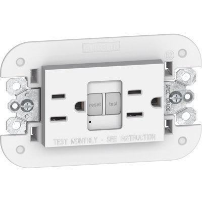 Tomacorriente Dúplex GFCI 2P+T 15 A con Protección Infantil TR 3 Módulos en Color Blanco