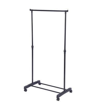 Colgador de Metal para Ropa Ajustable con Ruedas Color Negro