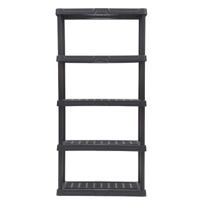 Estante con 5 Repisas de Plástico Capacidad 385 Libras Color Negro