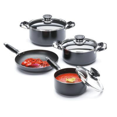 Batería de Cocina 7 Piezas de Acero Color Negro