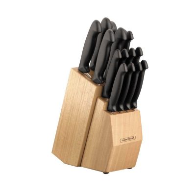 Set de 13 Cuchillos y Tijera con Base de Madera