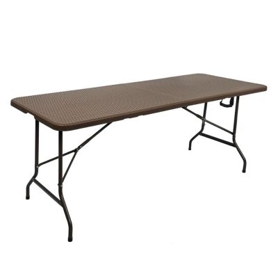 Mesa Plegable de Plástico Diseño Ratán 180 x 70 x 74 cm Color Café
