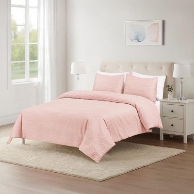 Set de Edredón Tamaño Queen Color Rosado 3 Piezas