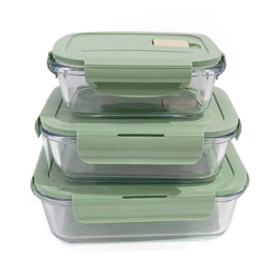 Set de 3 Contenedores Herméticos con Tapadera Color Verde Claro
