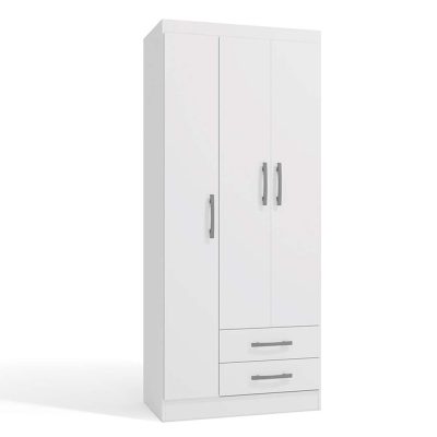 Armario Almy 3 Puertas y 2 Cajones Color Blanco 78 x 45 x 182 cm