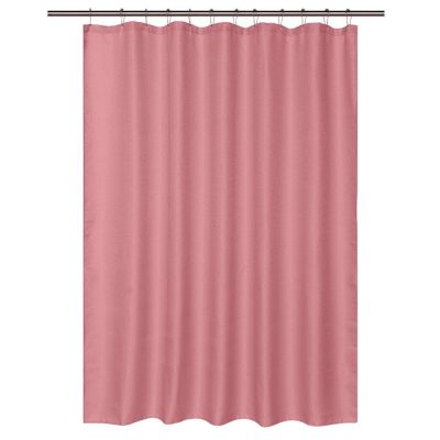 Set de Cortina para Baño con Liner y Ganchos 14 Piezas Diseño Texturizado Color Rosado