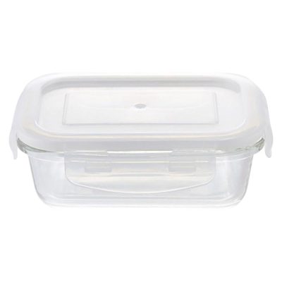 Recipiente Rectangular de Vidrio Borosilicato con Tapa Hermética de 850 mL Transparente
