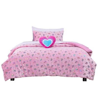 Set de Edredón Infantil 6 Piezas Tamaño Twin Diseño Unicornio Color Rosado