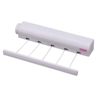 Tendedero Blanco Retráctil de Pared con 5 Cuerdas